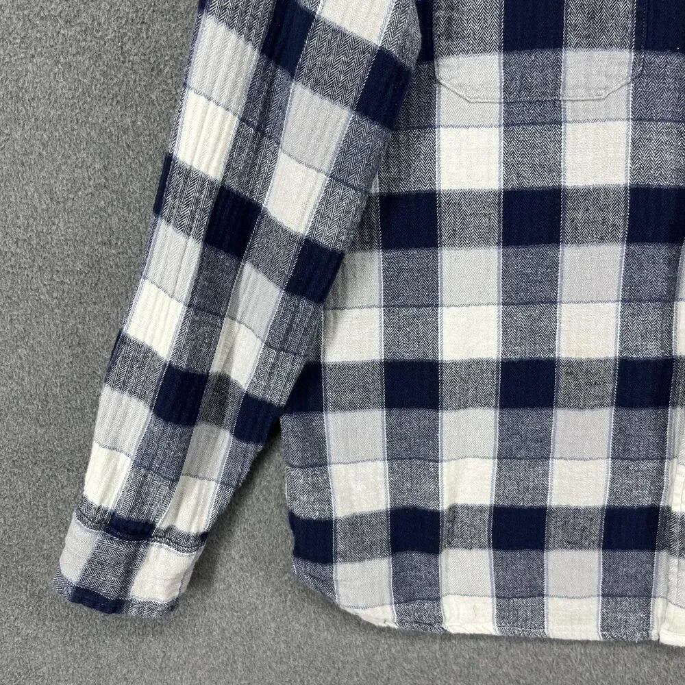 Levi's Shirt Mens Large Blue Plaid Flannel Relaxed Long Sleeve Button‎ Down